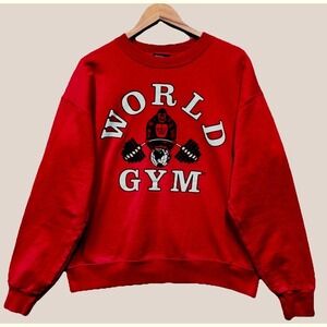 Vintage World Gym Gorilla Logo Crewneck Sweatshirt Size M Red Body Building